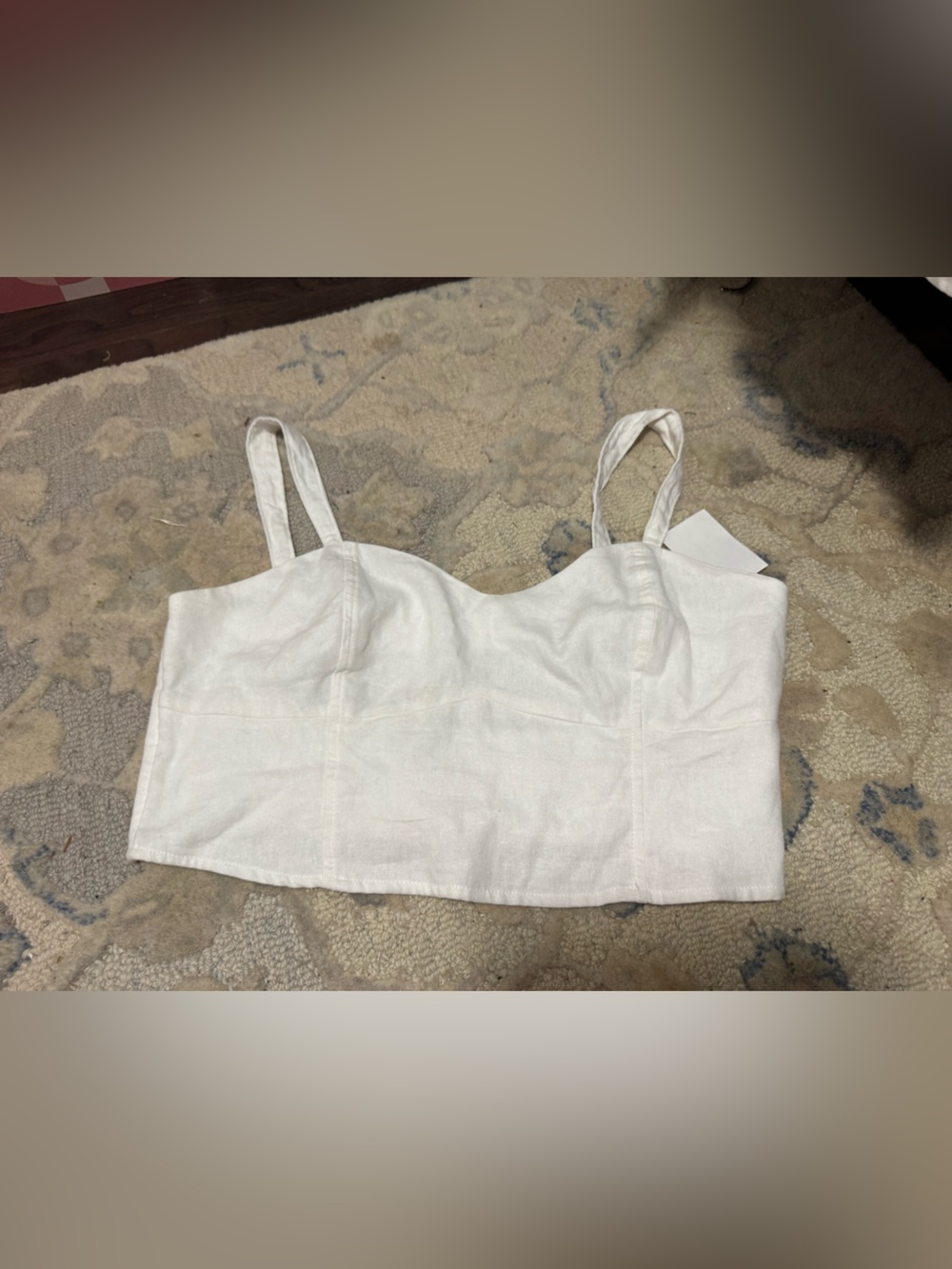NWT HOLLISTER White Linen Blend Crop crop Top